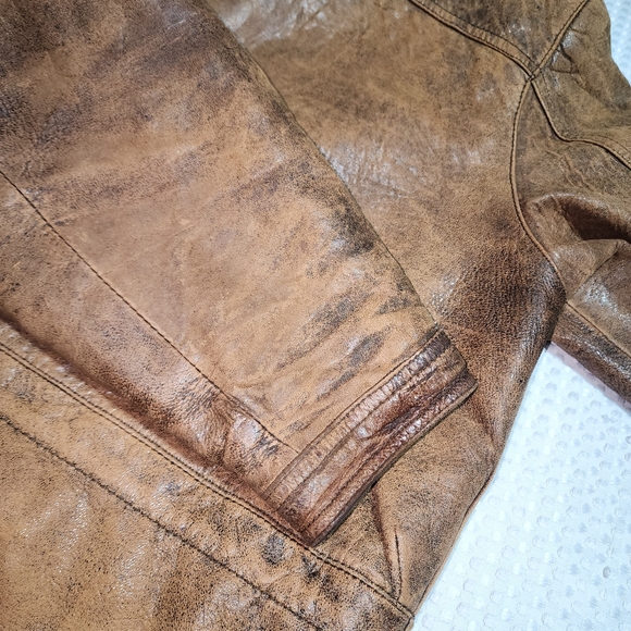 ADAM SPENCER GUC MENS SZ 44 DISTRESSED LEATHER MOTO JACKET - Picture 13 of 14